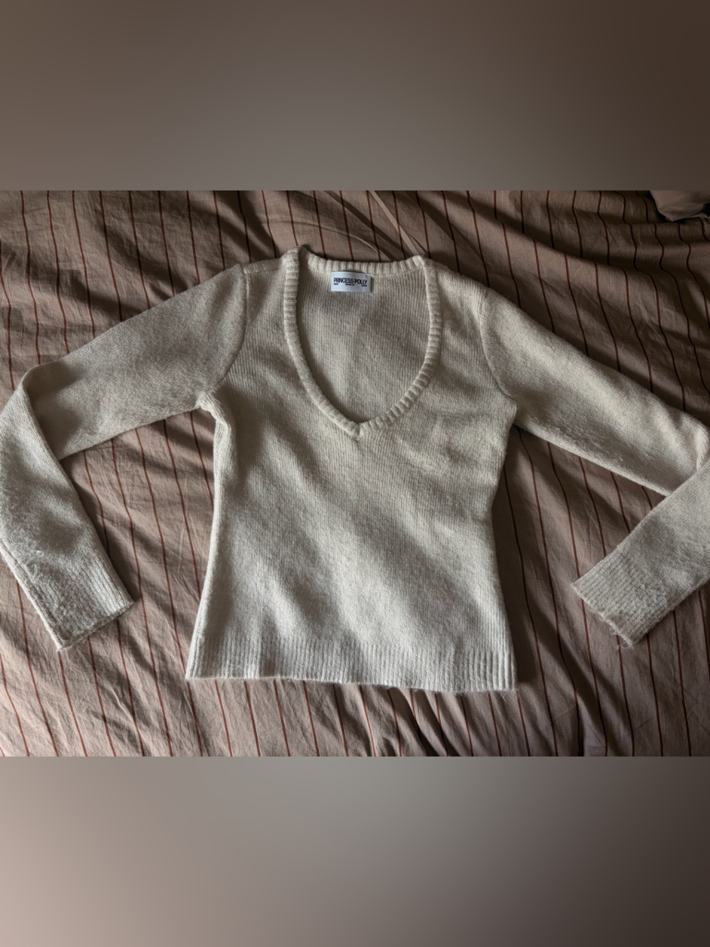 Princess Polly Cream Ribbed Crew Neck Sweater - Picture 3 of 3